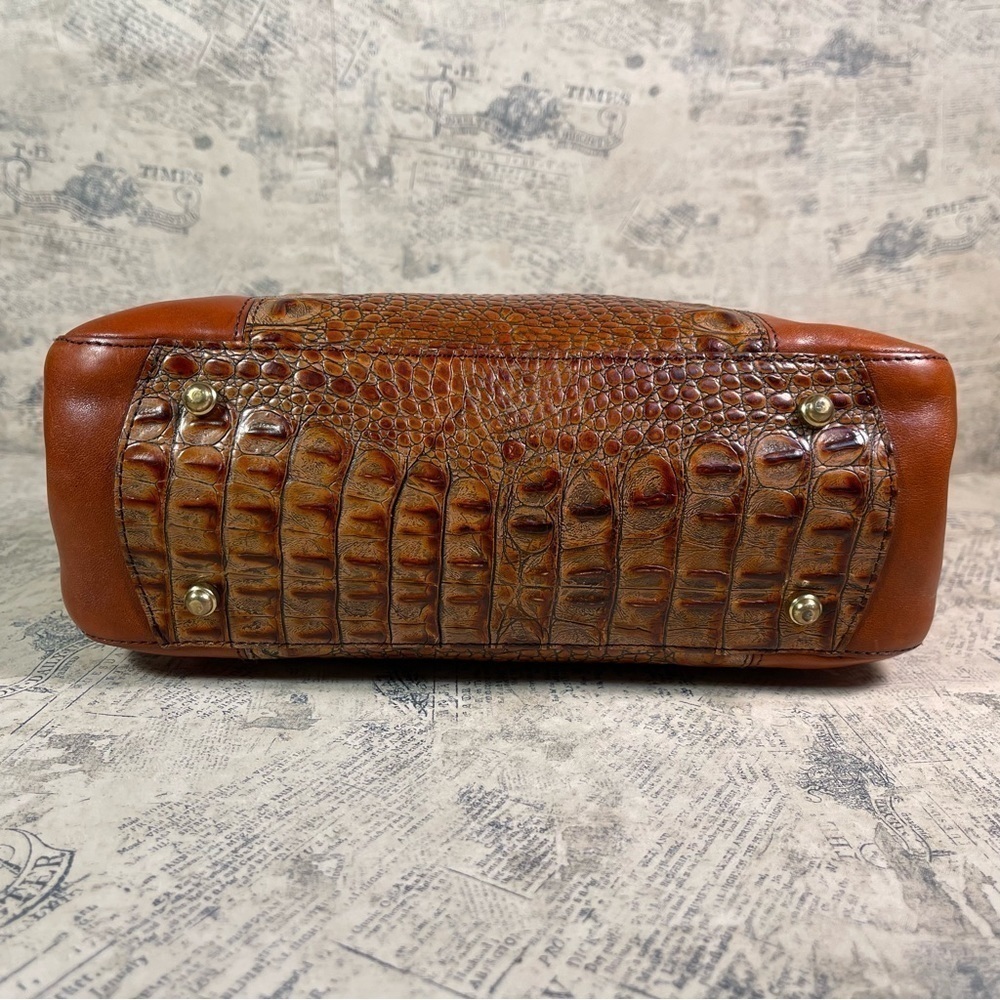 Vintage Brahmin Tuscan Brown Orange Croc Embossed Leather Satchel Crossbody Bag - Picture 7 of 15